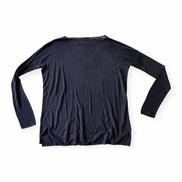 Theory Larlissa Sag Harbor Blue Linen Blend V neck Sweater, Size L - Picture 5 of 13